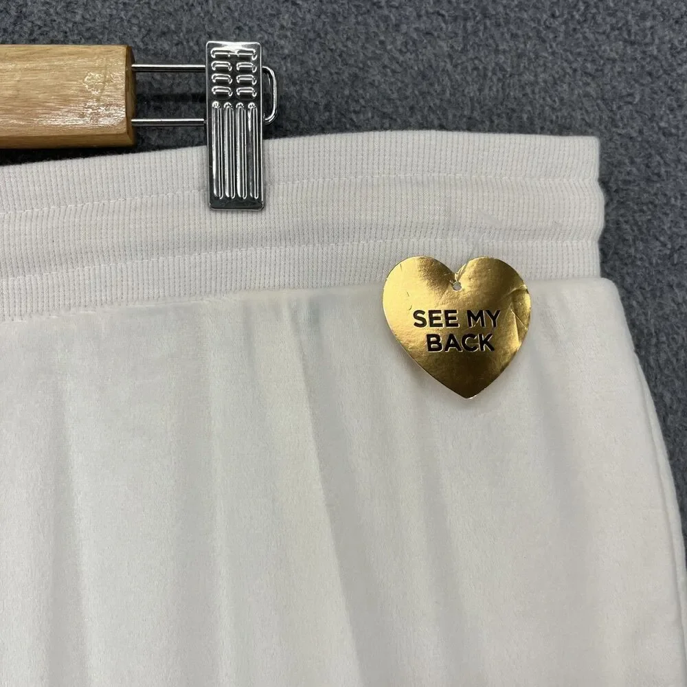 Juicy Couture Pants Women XL Beige Velour Sleepwear Rhinestone Lounge Y2K pocket